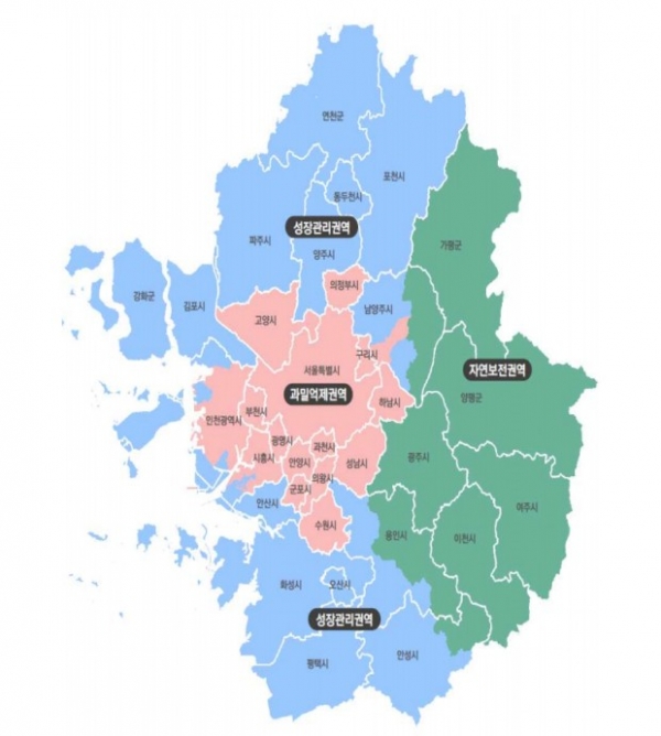 수도권정비계획법에 따른 수도권 권역 구분현황(사진=고양특례시)